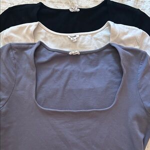 Garage- 3 for 1 Cropped Tees - Black, White, and Purple